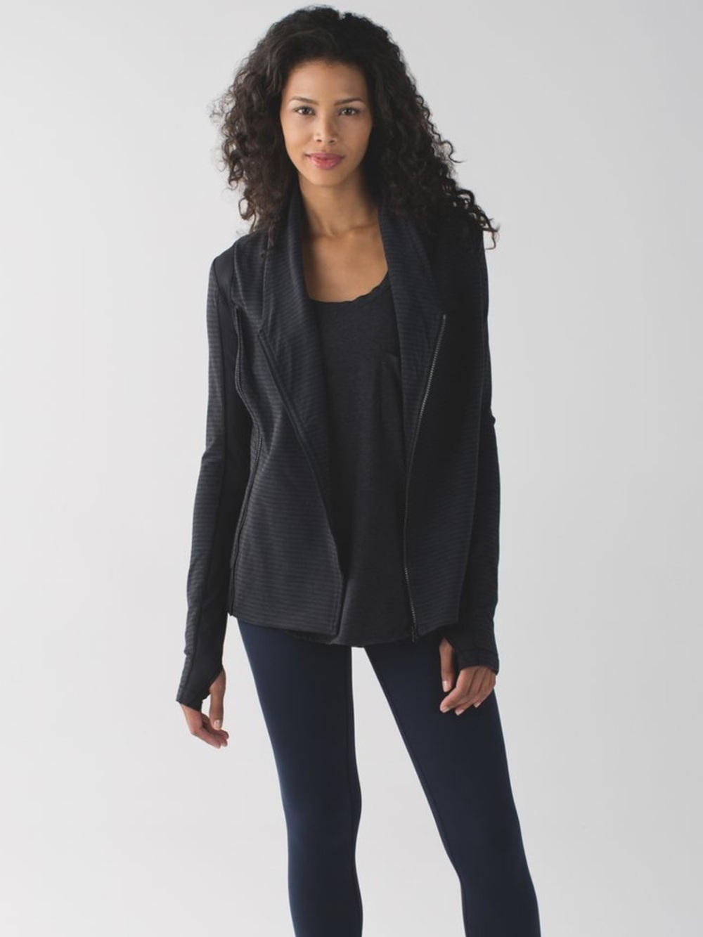 Lululemon Bhakti Yoga Jacket Luon Pique Black Dark Slate Black Size 6 - Picture 2 of 14